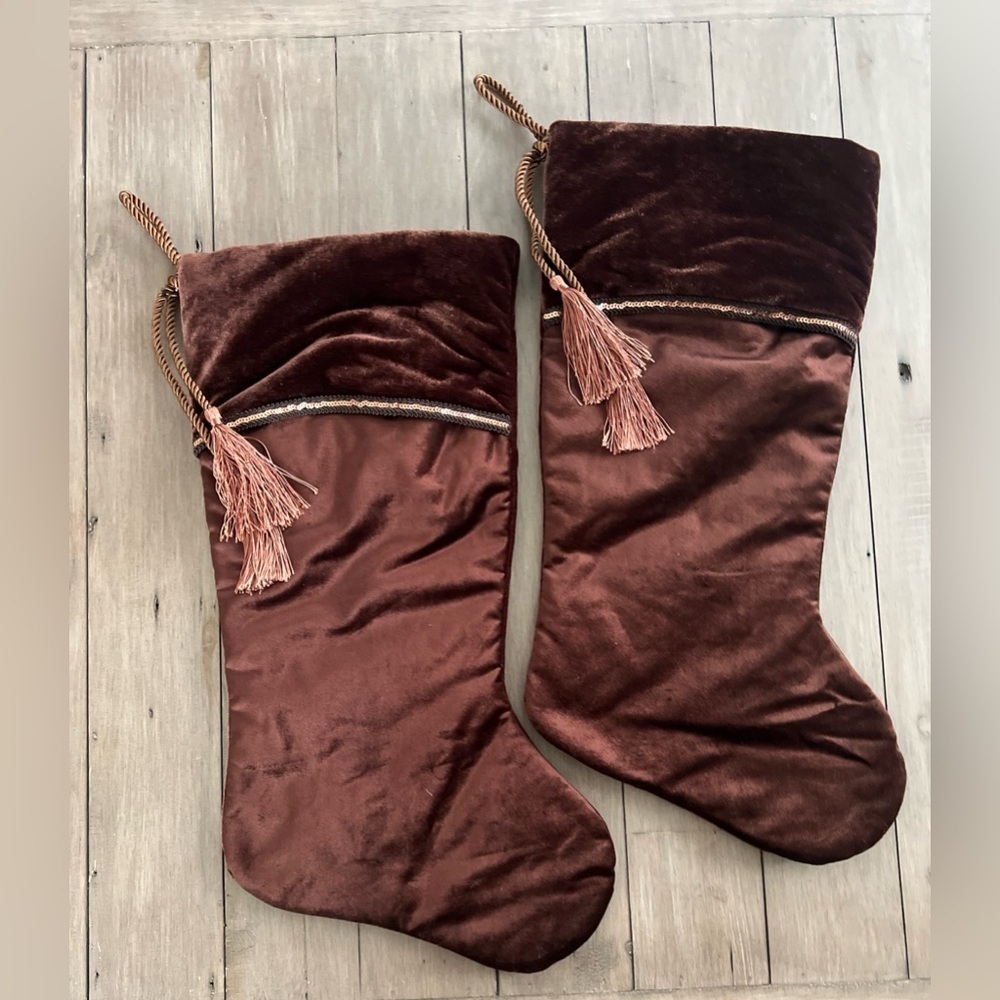 Christmas Stocking Velvet and Satin Set of 2